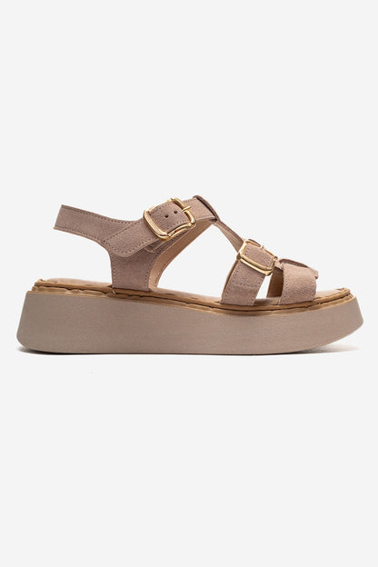 Loin - Beige Genuine Leather Sandal (Women)