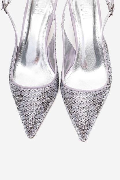 NELLA - Silver Jeweled Slingback Stiletto Pump (Women)
