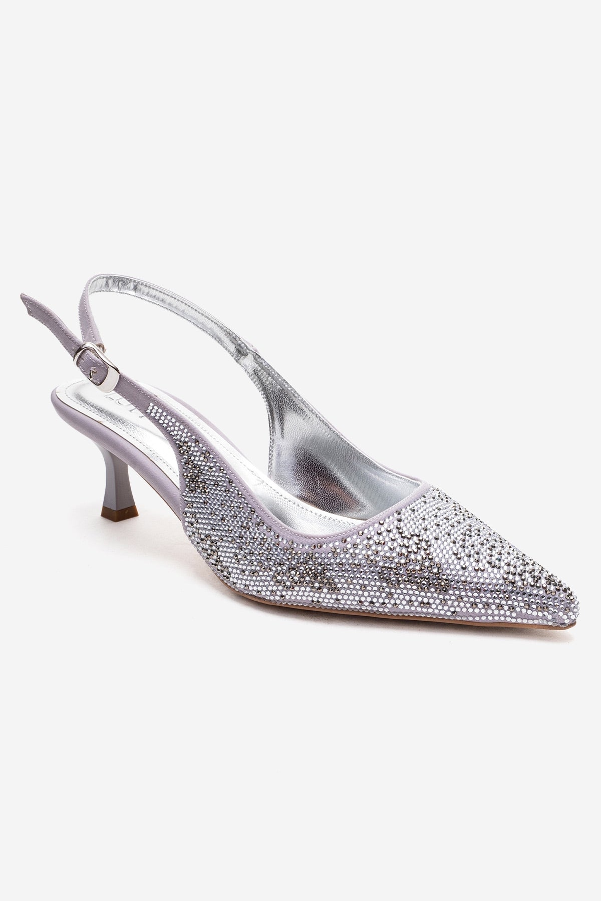 NELLA - Silver Jeweled Slingback Stiletto Pump (Women)