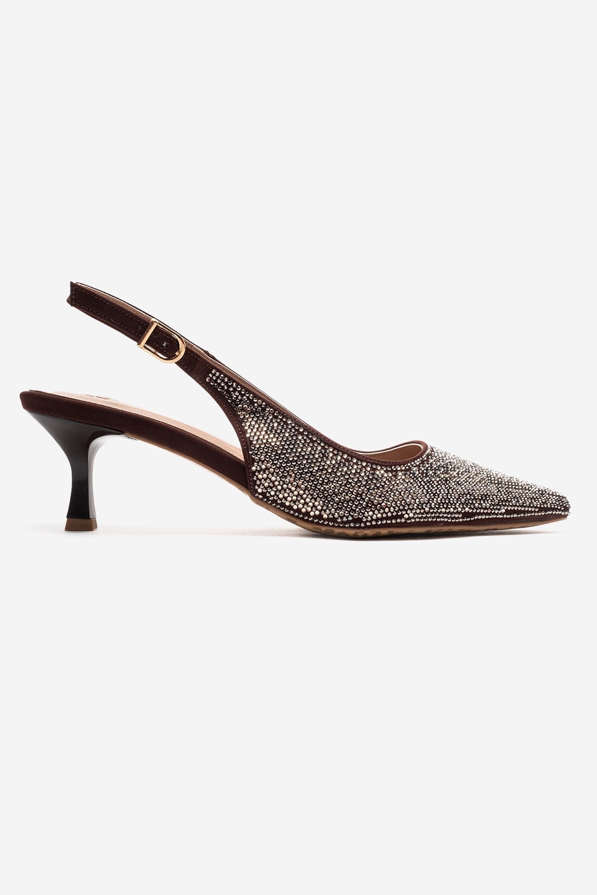 NELLA - Brown Gold Jeweled Slingback Stiletto Pump (Women)
