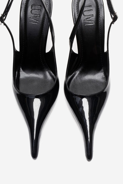 CANDY - Black Pointed Toe Slingback Stiletto Pump (Women)