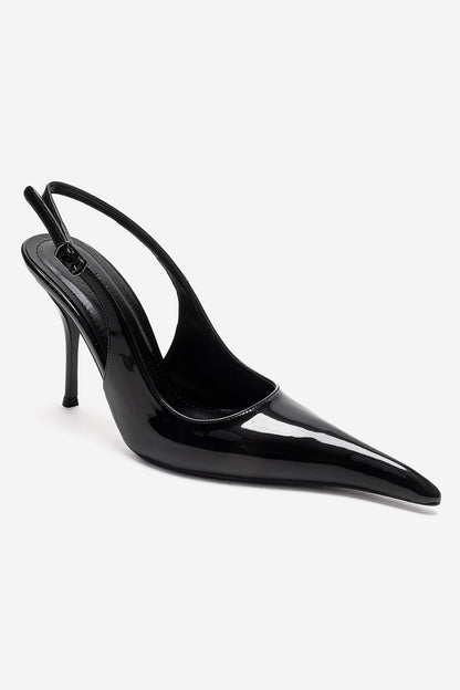 CANDY - Black Pointed Toe Slingback Stiletto Pump (Women)