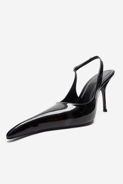 CANDY - Black Pointed Toe Slingback Stiletto Pump (Women)