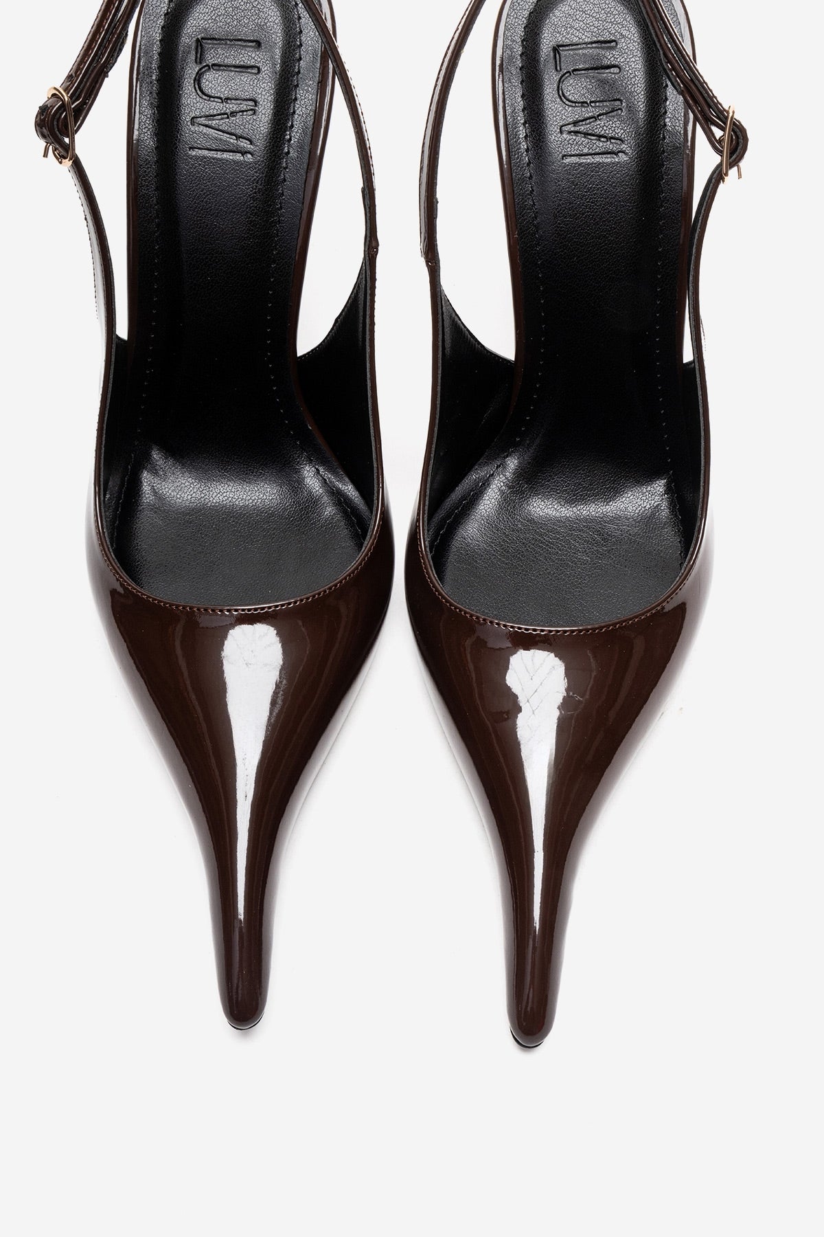 CANDY - Brown Genuine Leather Patent Pointed-Toe Stiletto Pump (Women)