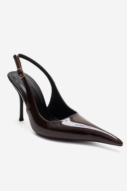 CANDY - Brown Genuine Leather Patent Pointed-Toe Stiletto Pump (Women)