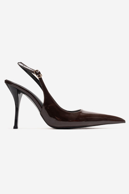CANDY - Brown Genuine Leather Patent Pointed-Toe Stiletto Pump (Women)