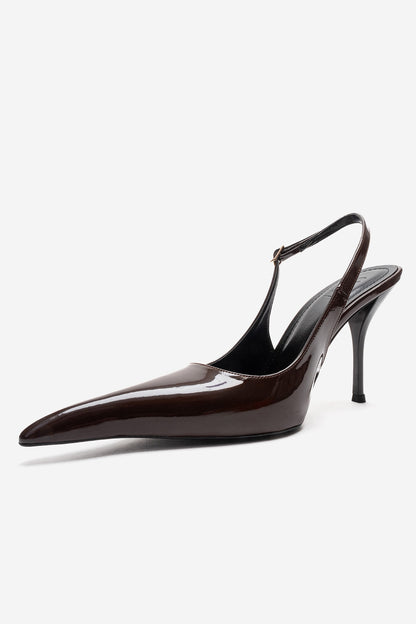CANDY - Brown Genuine Leather Patent Pointed-Toe Stiletto Pump (Women)