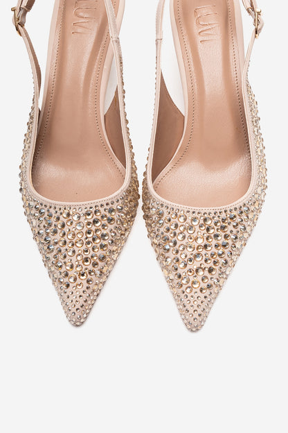 THEA - Nude Gold-Crystal-Embellished Kitten Heel (Women)
