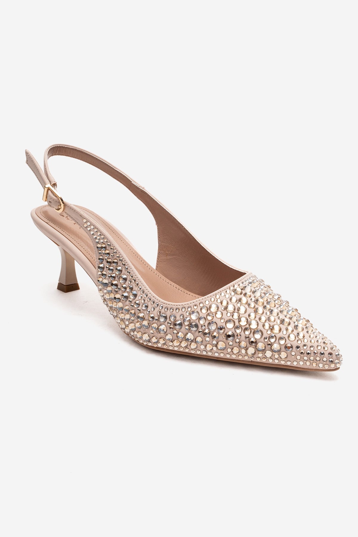 THEA - Nude Gold-Crystal-Embellished Kitten Heel (Women)