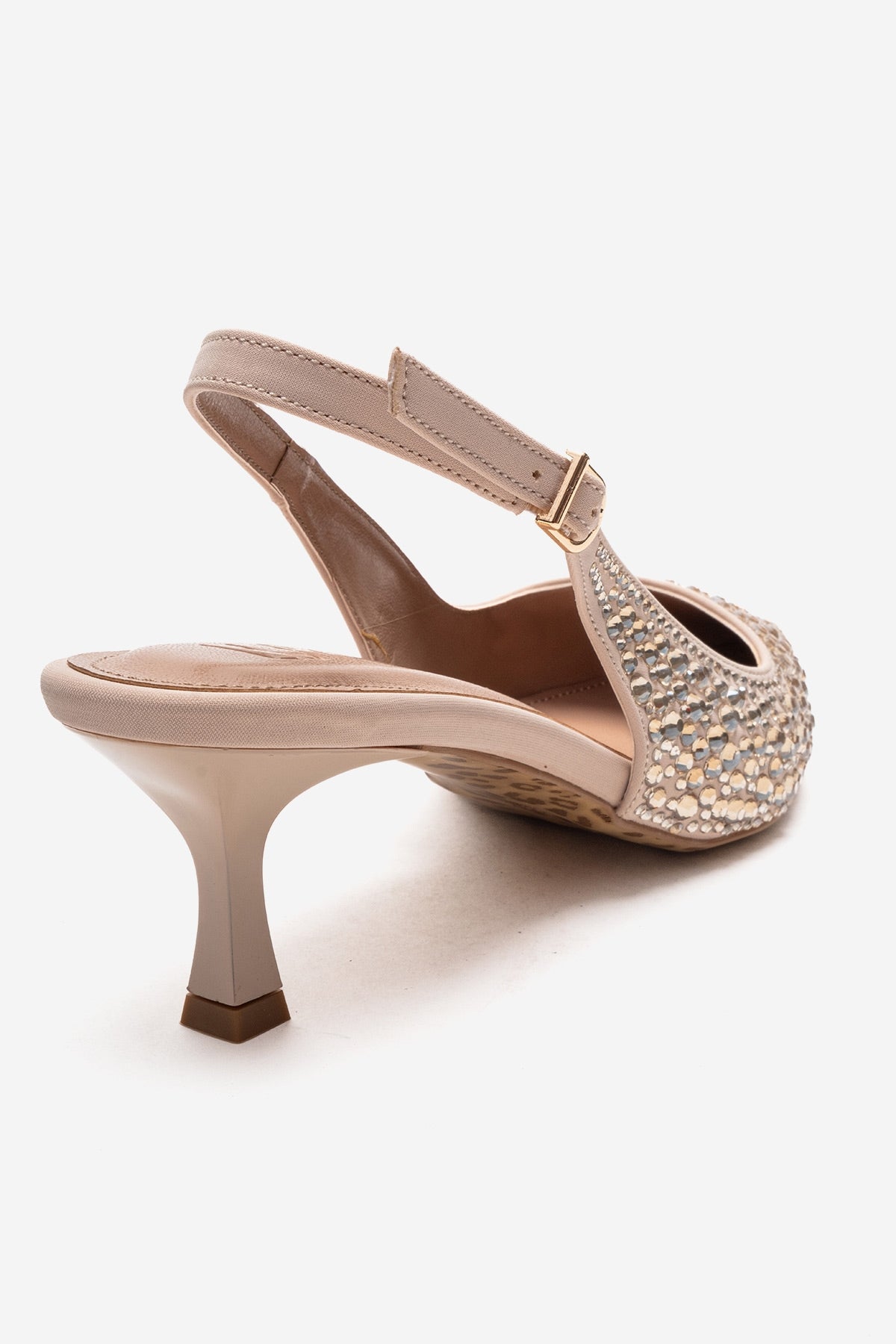 THEA - Nude Gold-Crystal-Embellished Kitten Heel (Women)