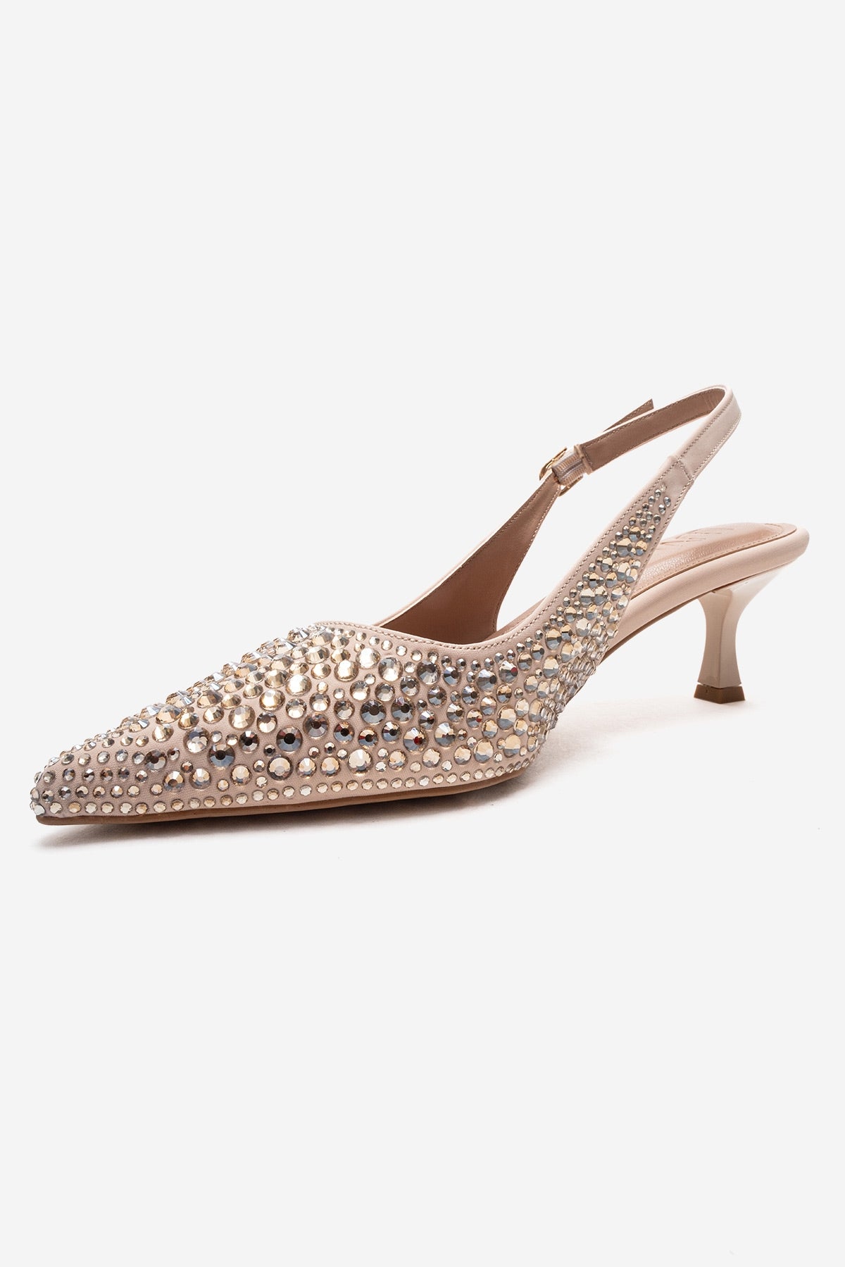 THEA - Nude Gold-Crystal-Embellished Kitten Heel (Women)