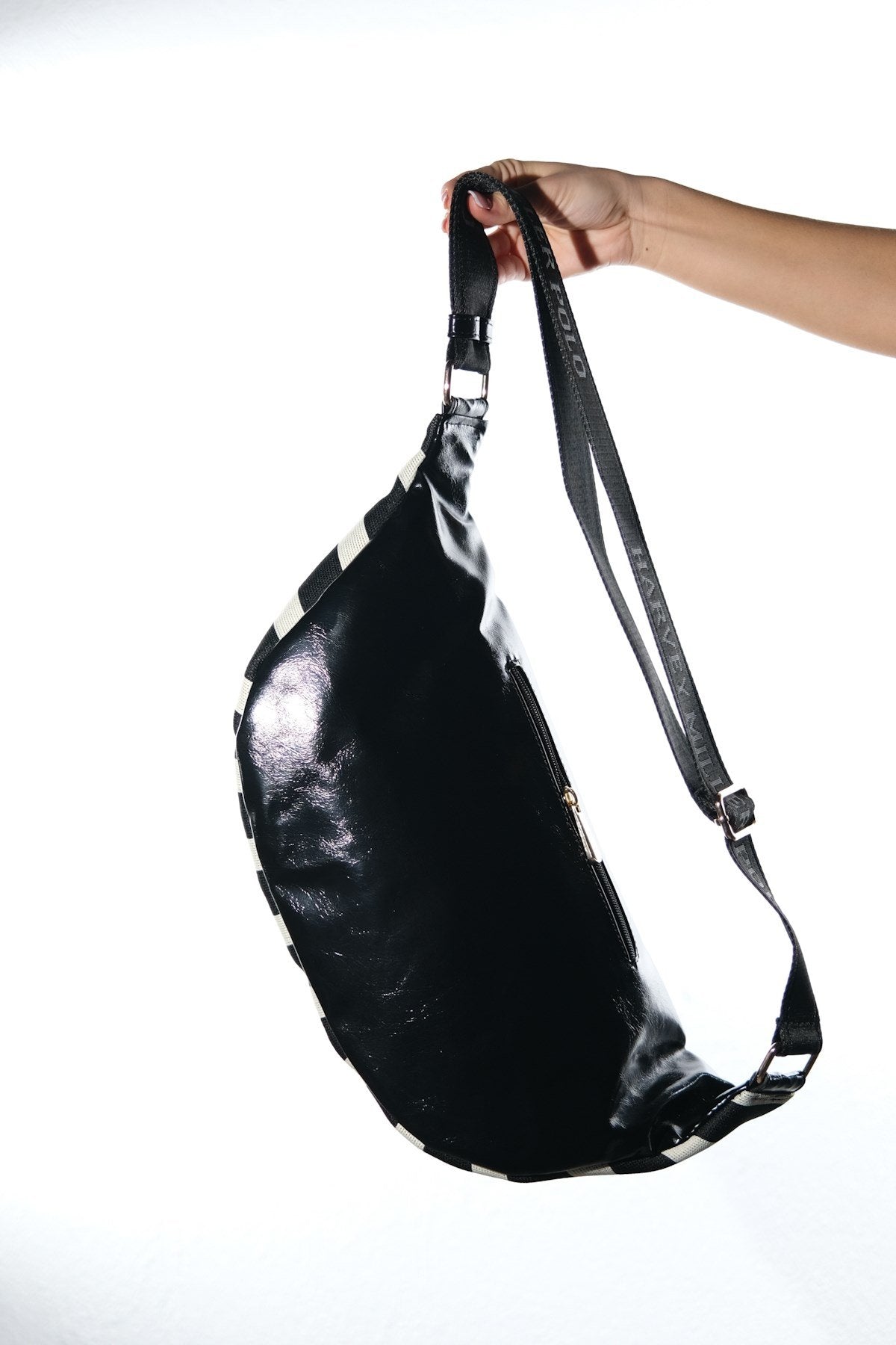 VENTA - Black White Striped Belt Bag (Women)