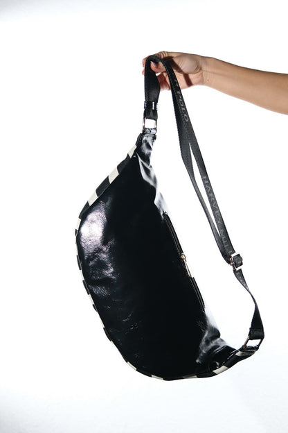 VENTA - Black White Striped Belt Bag (Women)