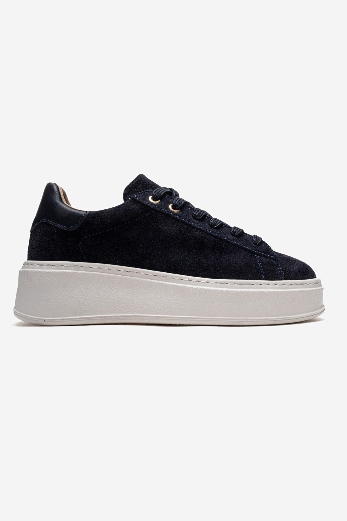 Gueno - Navy Genuine Suede Leather Sneaker (Women)