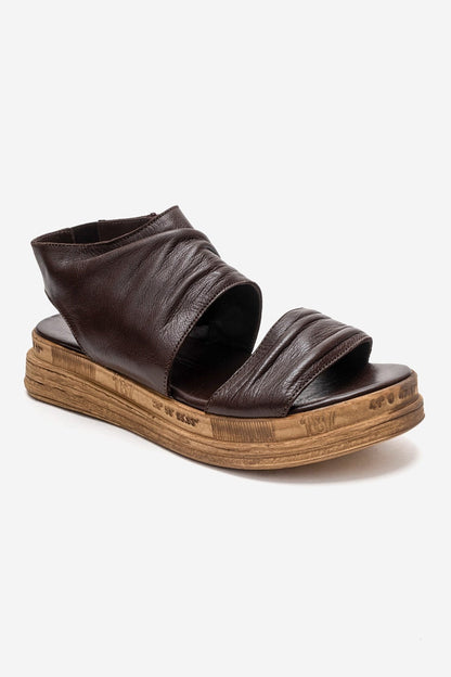 Lunas - Brown Genuine Leather Side-Zip Sandal (Women)