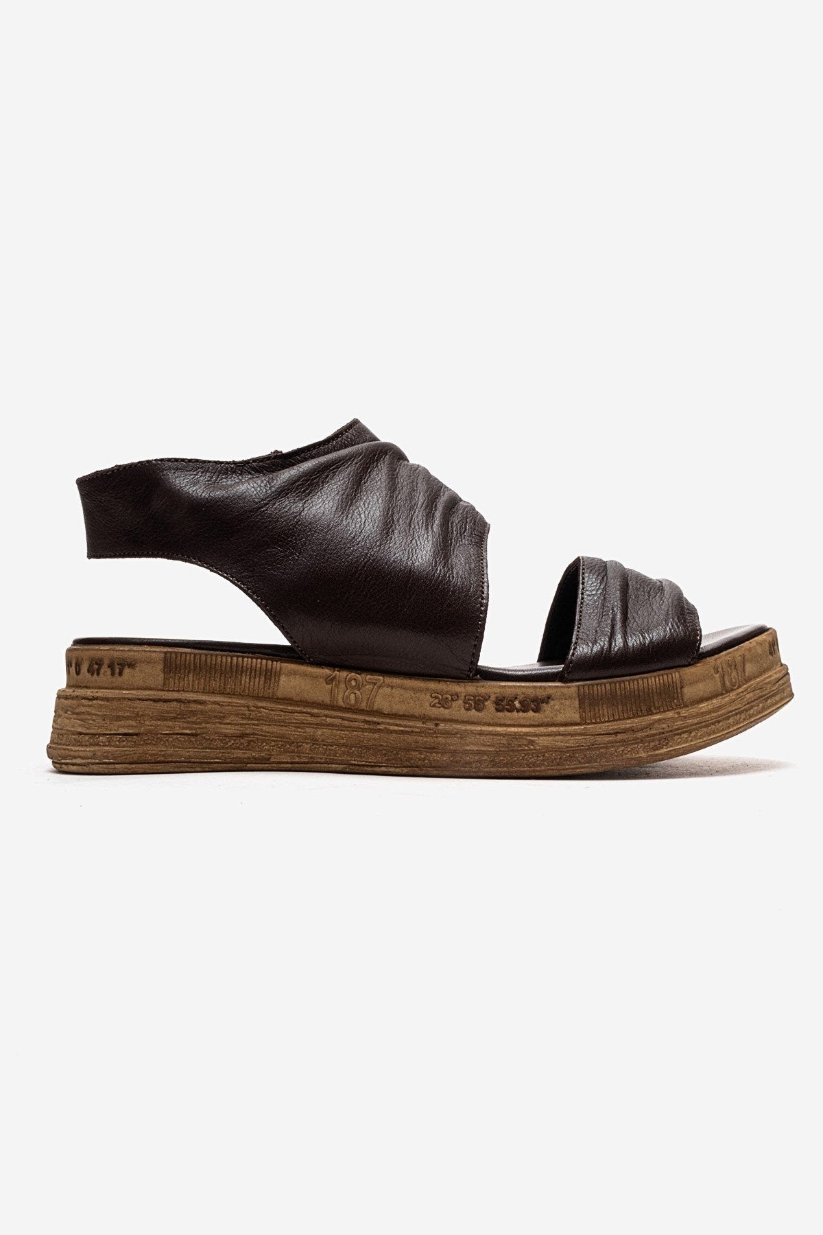 Lunas - Brown Genuine Leather Side-Zip Sandal (Women)