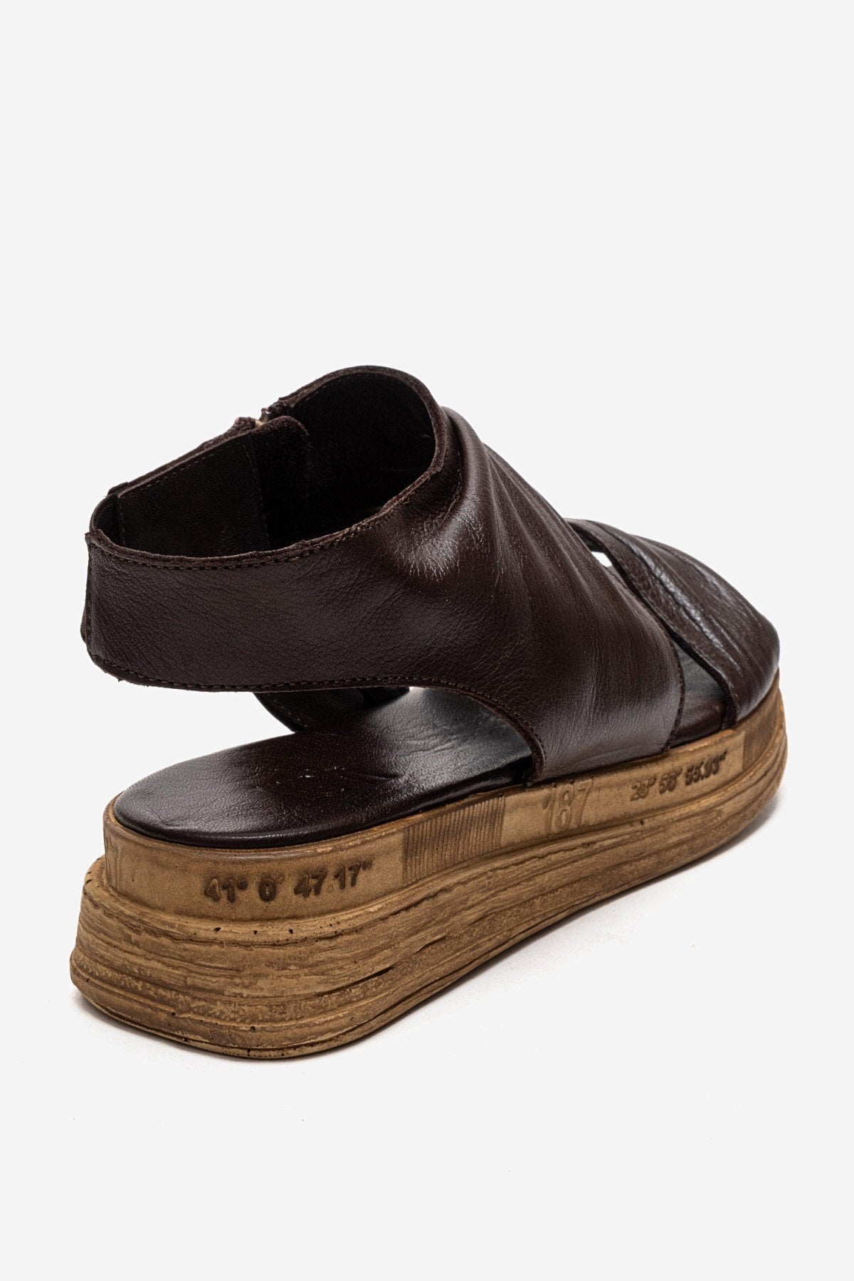 Lunas - Brown Genuine Leather Side-Zip Sandal (Women)