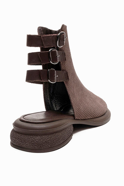 Carina - Taupe Genuine Suede Leather Side-Zip Sandal (Women)