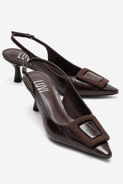 DUBLIN - Brown Printed Buckle Stiletto Pump (Women)