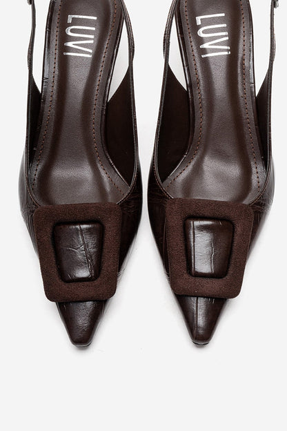 DUBLIN - Brown Printed Buckle Stiletto Pump (Women)