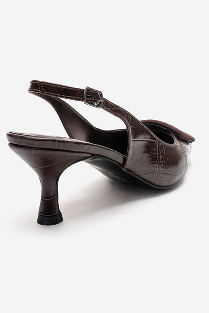 DUBLIN - Brown Printed Buckle Stiletto Pump (Women)