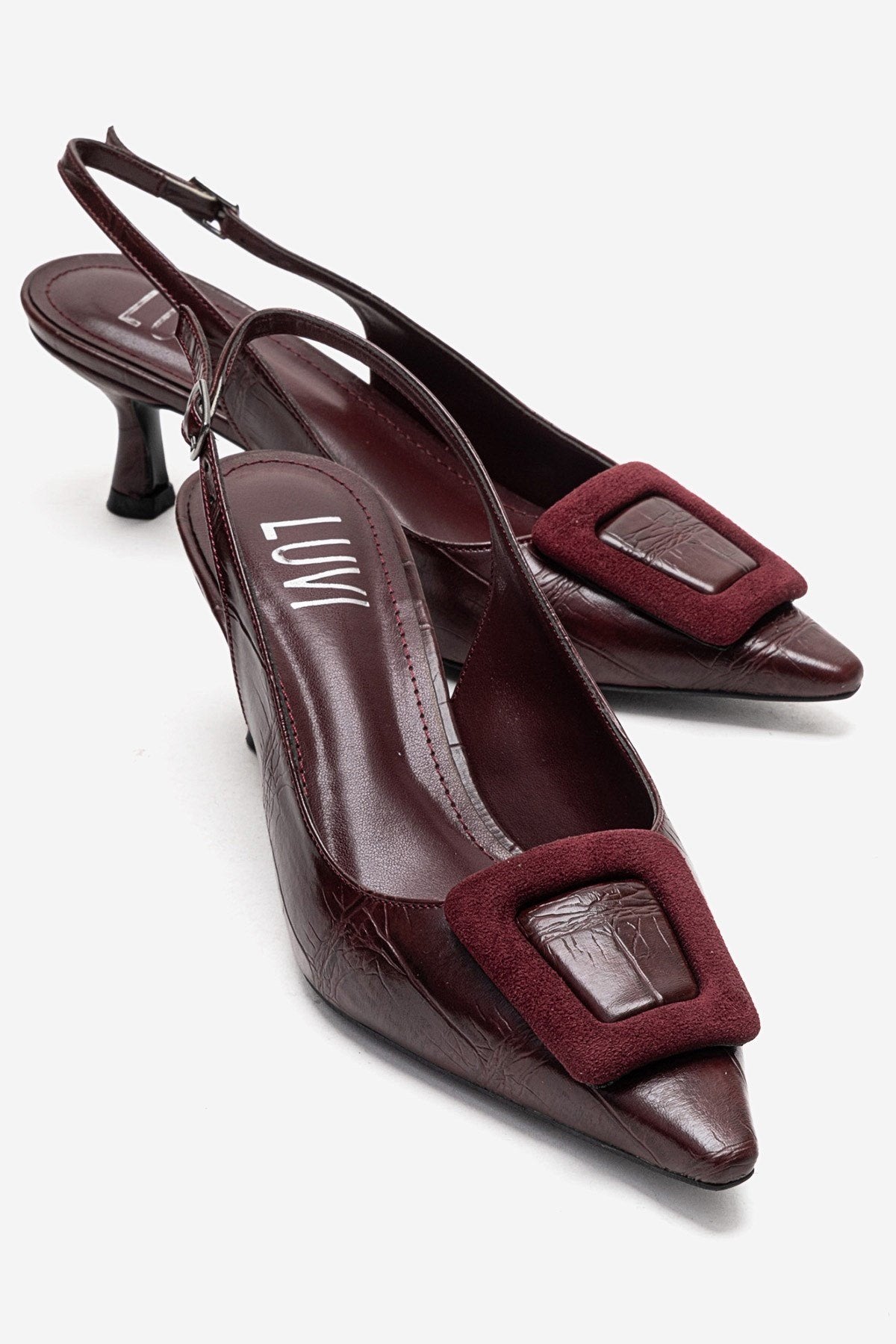 DUBLIN - Burgundy Printed Buckle Stiletto Pump (Women)