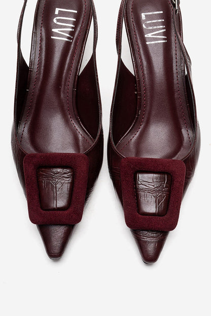 DUBLIN - Burgundy Printed Buckle Stiletto Pump (Women)