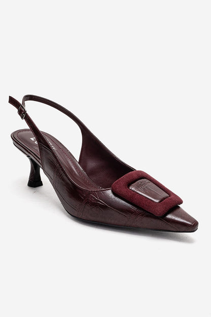 DUBLIN - Burgundy Printed Buckle Stiletto Pump (Women)
