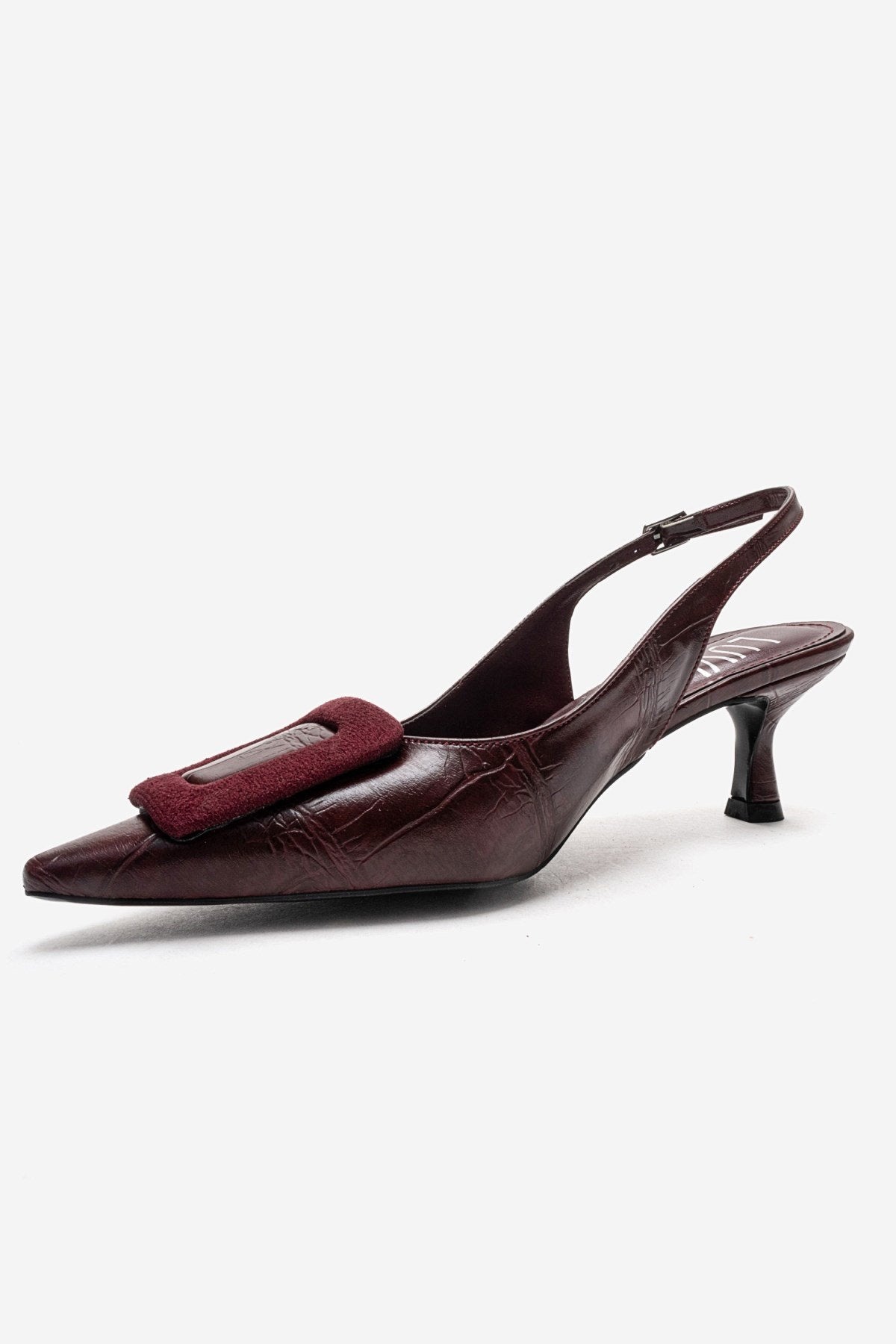 DUBLIN - Burgundy Printed Buckle Stiletto Pump (Women)