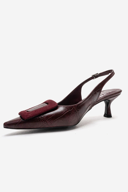 DUBLIN - Burgundy Printed Buckle Stiletto Pump (Women)