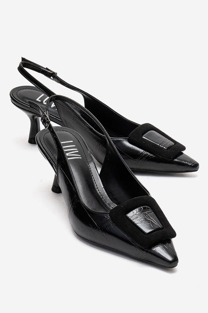 DUBLIN - Black Printed Buckle Stiletto Pump (Women)