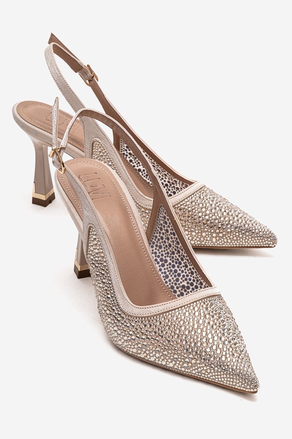 FREA - Nude Gold-Embellished Slingback Stiletto Pump (Women)