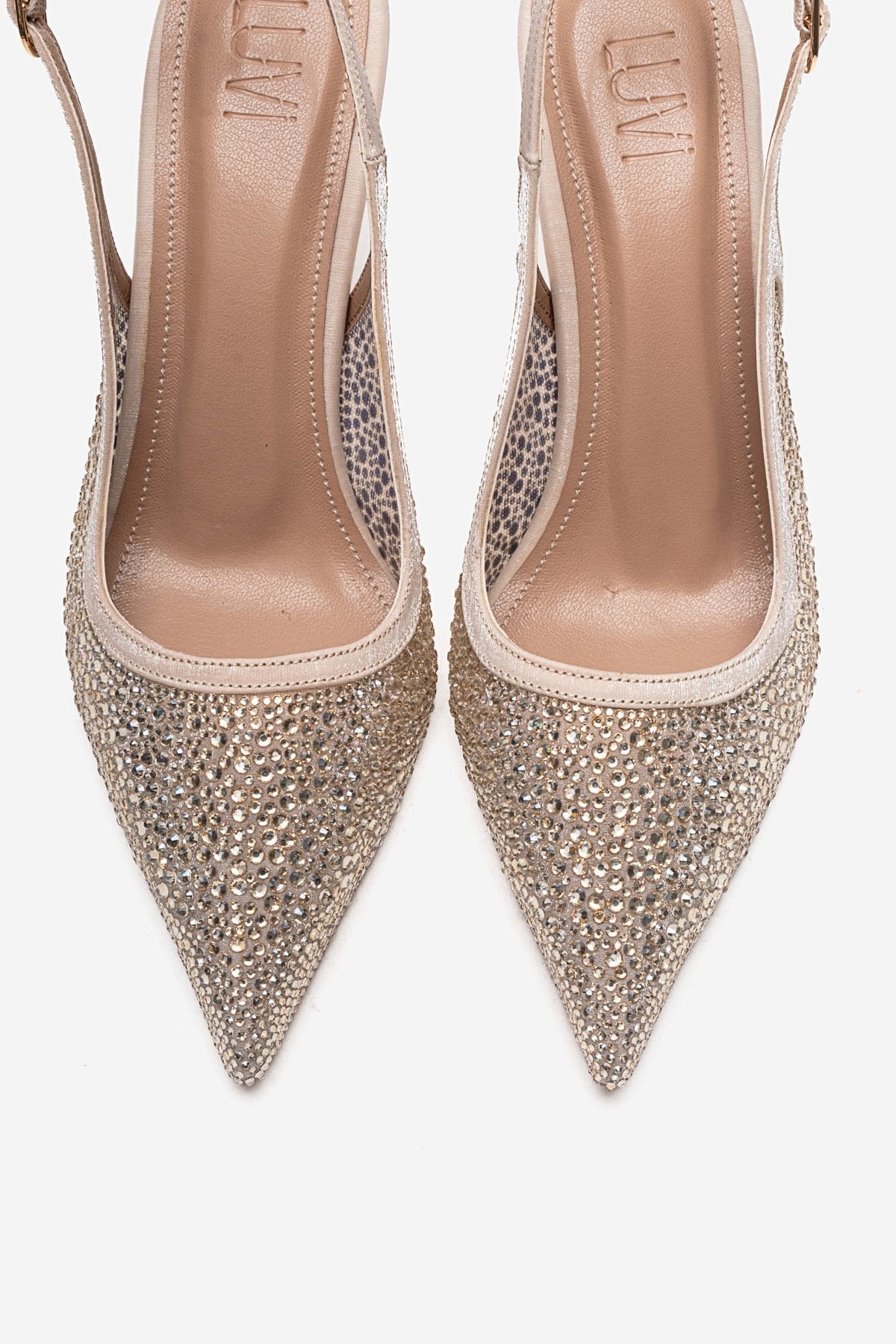 FREA - Nude Gold-Embellished Slingback Stiletto Pump (Women)