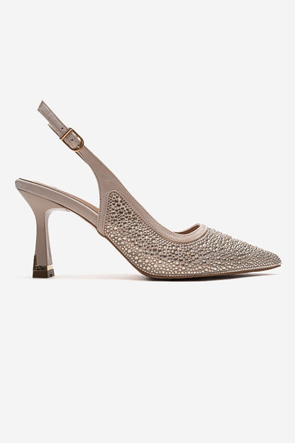FREA - Nude Gold-Embellished Slingback Stiletto Pump (Women)