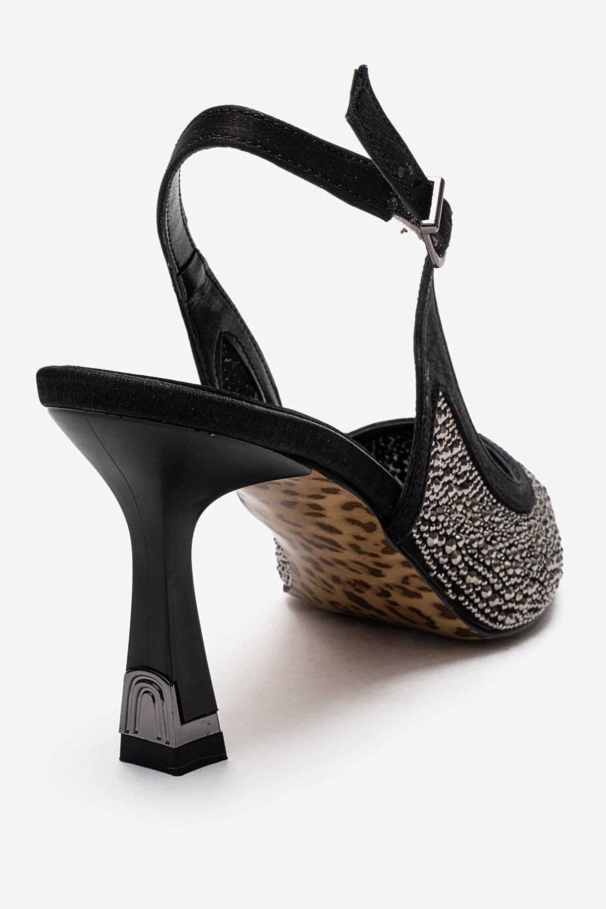 FREA - Black Platinum-Embellished Slingback Stiletto Pump (Women)