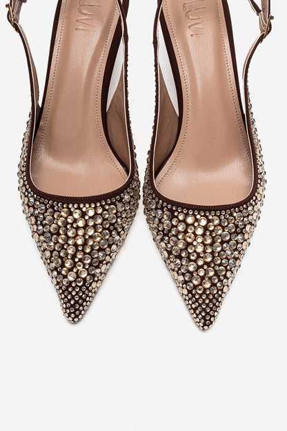 THEA - Brown Gold-Embellished Stiletto Pump (Women)
