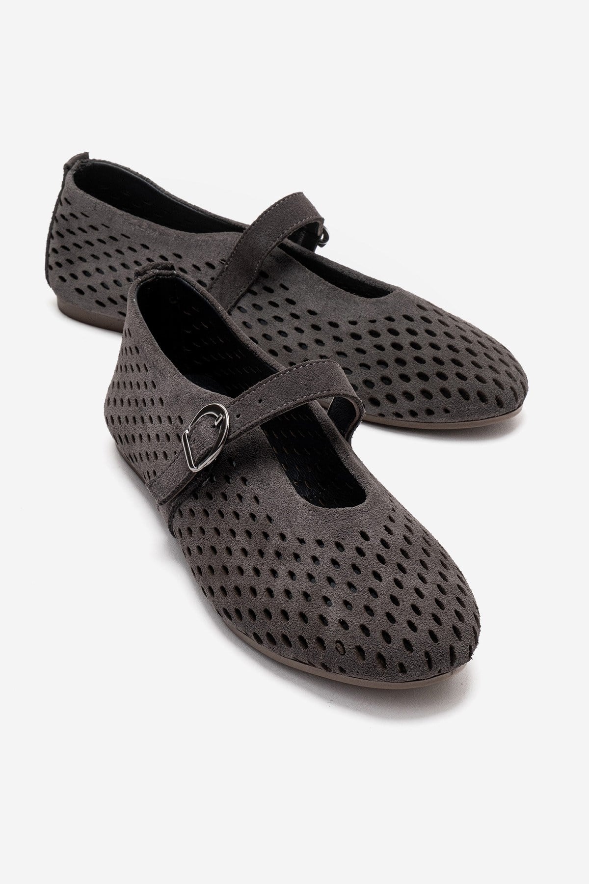 ARIAN - Fume Suede Genuine Leather Ballet Flat (Women)