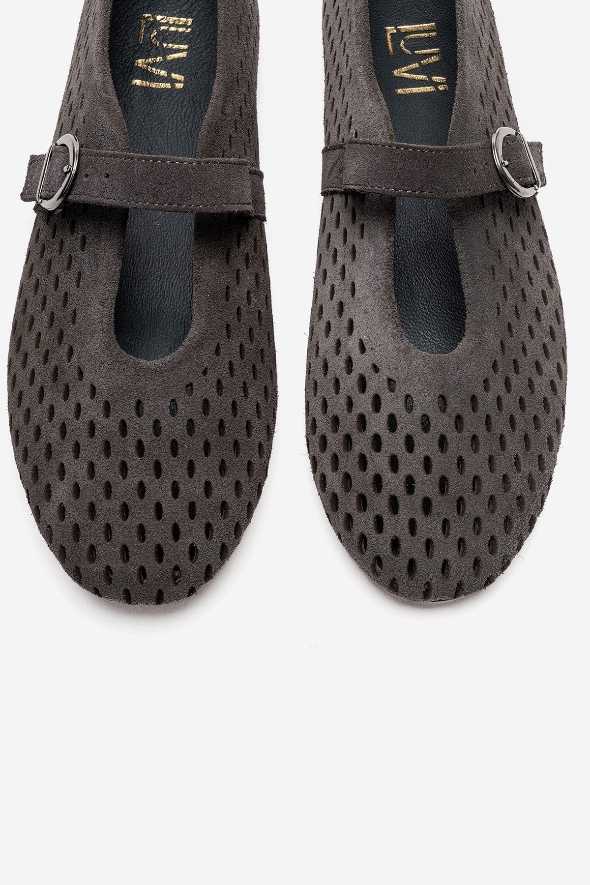 ARIAN - Fume Suede Genuine Leather Ballet Flat (Women)