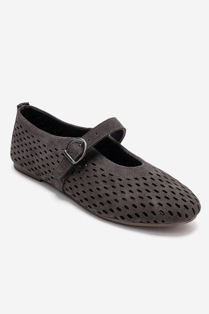 ARIAN - Fume Suede Genuine Leather Ballet Flat (Women)