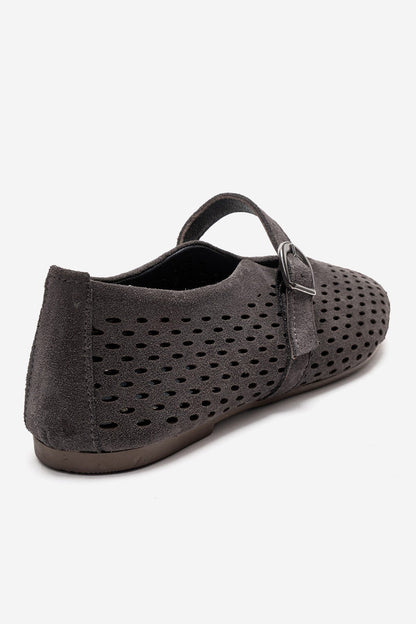 ARIAN - Fume Suede Genuine Leather Ballet Flat (Women)