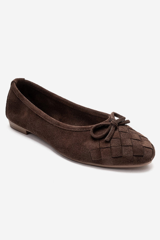 03 - Brown Suede Genuine Leather Ballet Flat (Women)