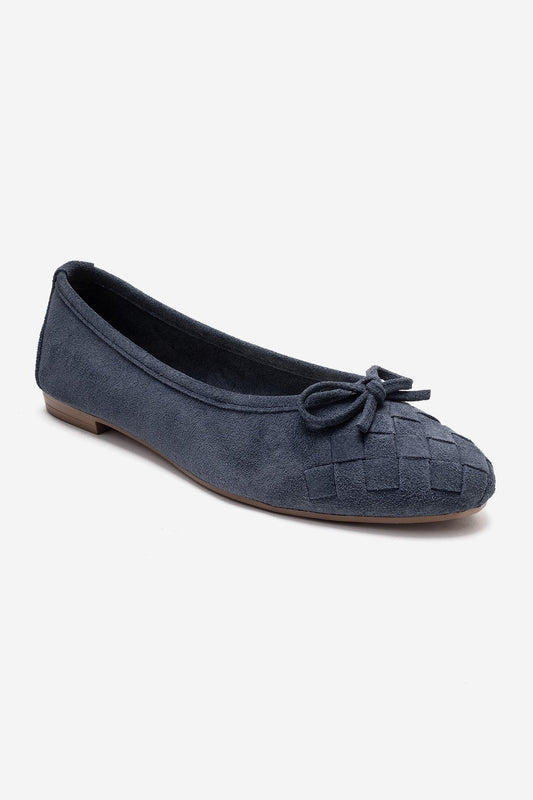 03 - Denim Suede Genuine Leather Ballet Flat (Women)