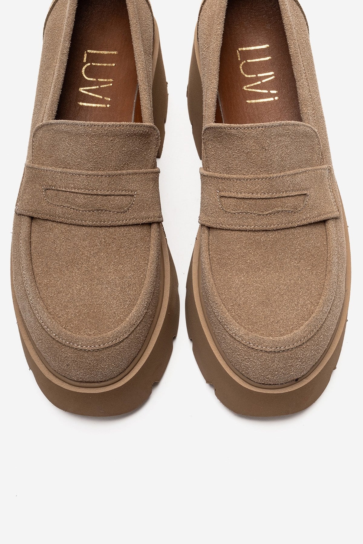 SANTIA - Camel Suede Chunky Platform Loafer (Women)