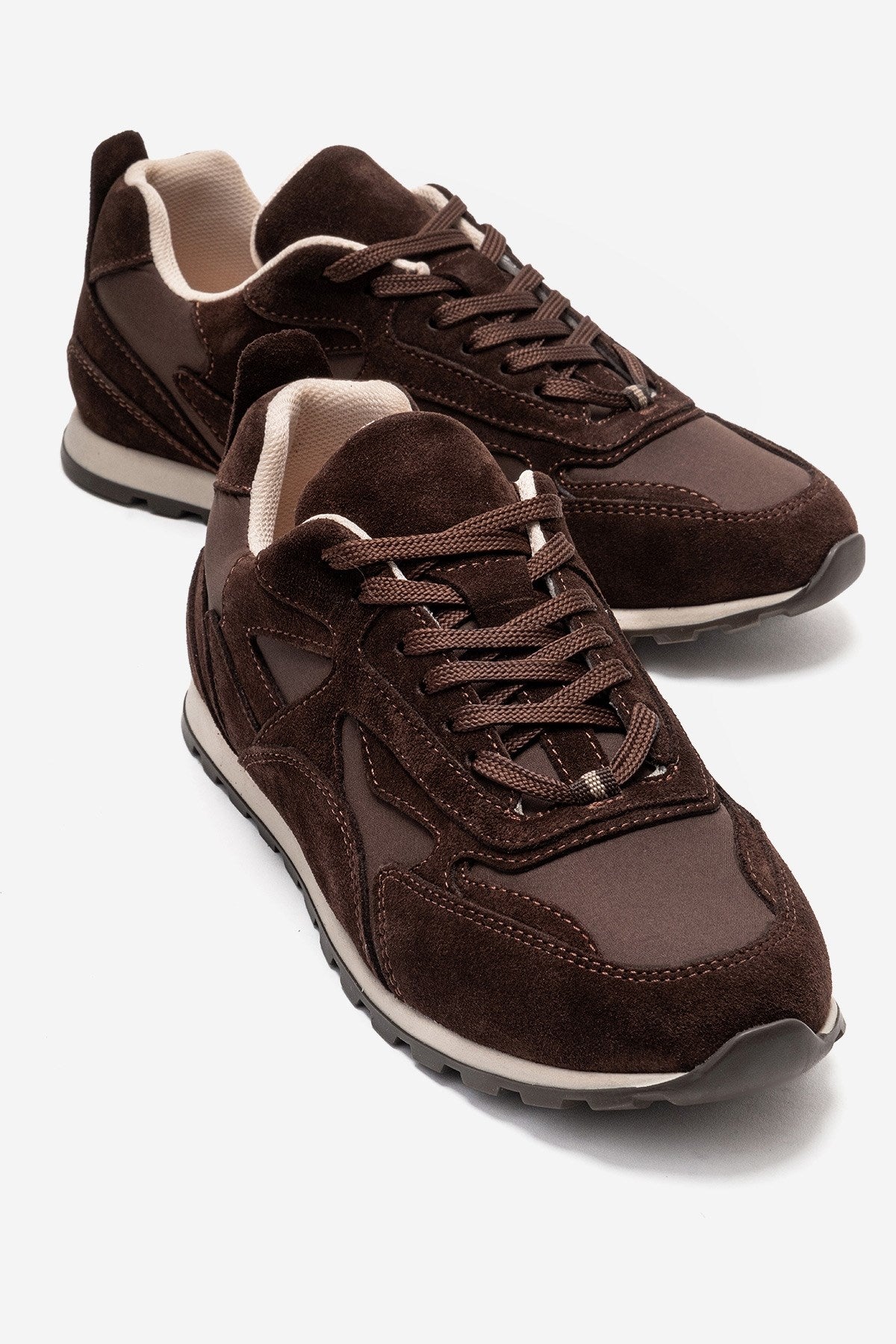 Sahra - Zapatillas de cuero genuino marrones (mujer)