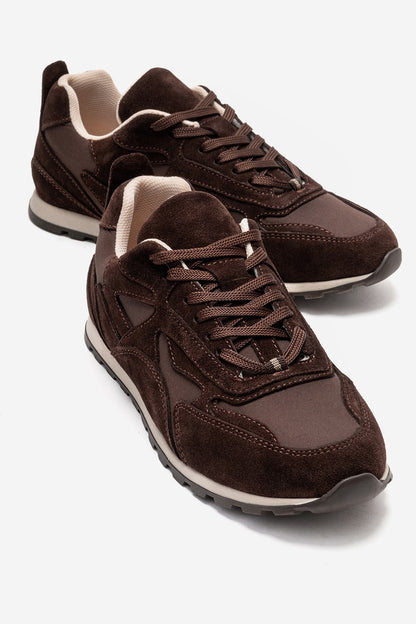 Sahra - Zapatillas de cuero genuino marrones (mujer)