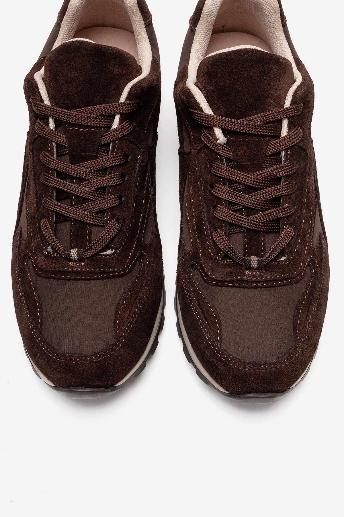 Sahra - Zapatillas de cuero genuino marrones (mujer)