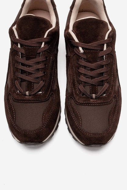 Sahra - Zapatillas de cuero genuino marrones (mujer)