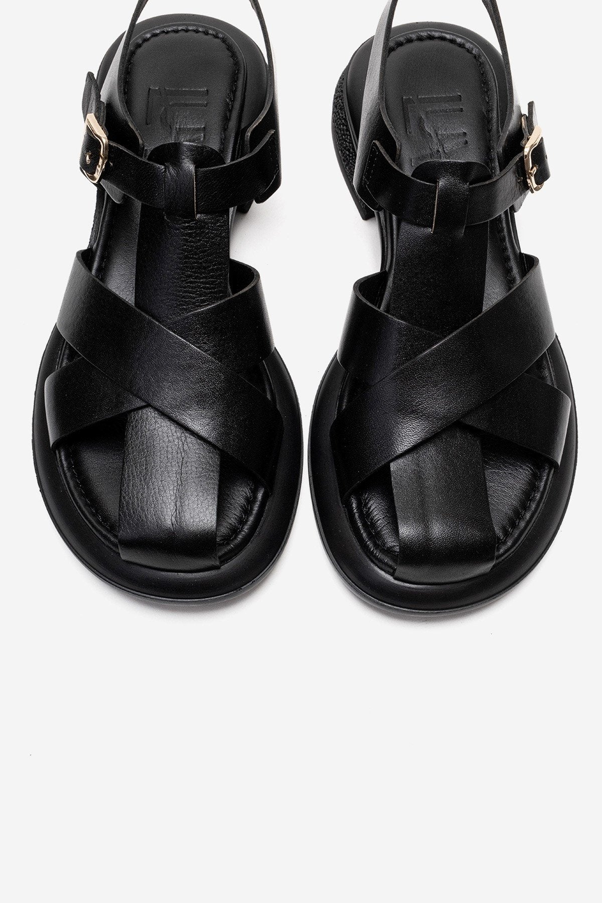 GUIDO - Black Genuine Leather Sandal (Women)