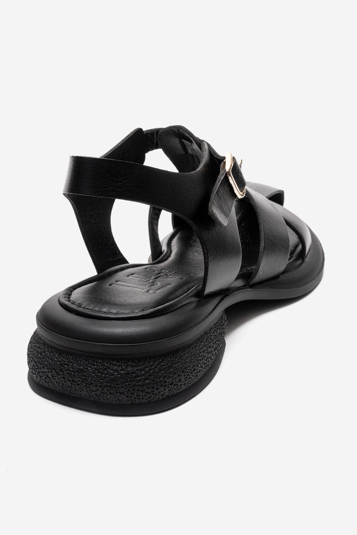 GUIDO - Black Genuine Leather Sandal (Women)