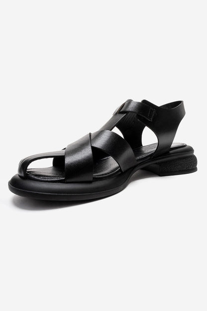 GUIDO - Black Genuine Leather Sandal (Women)